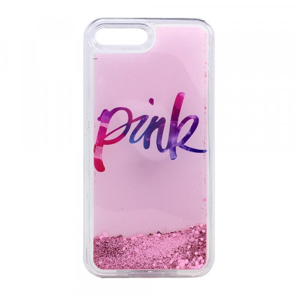 Wholesale iPhone 7 Plus Design Glitter Liquid Star Dust Clear Case (Pink Pink)